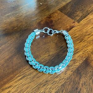Lia Sophia Turquoise and Silver Double Chain Bracelet